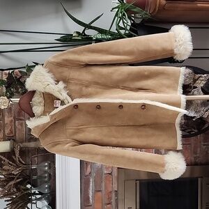 Abercrombie & Fitch Tan Leather Jacket with Cream Accents